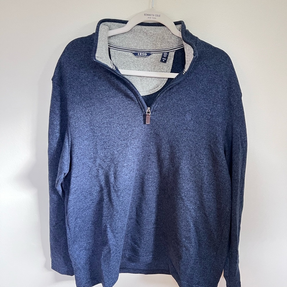 Izod Men's Blue Zip-Up Sweater